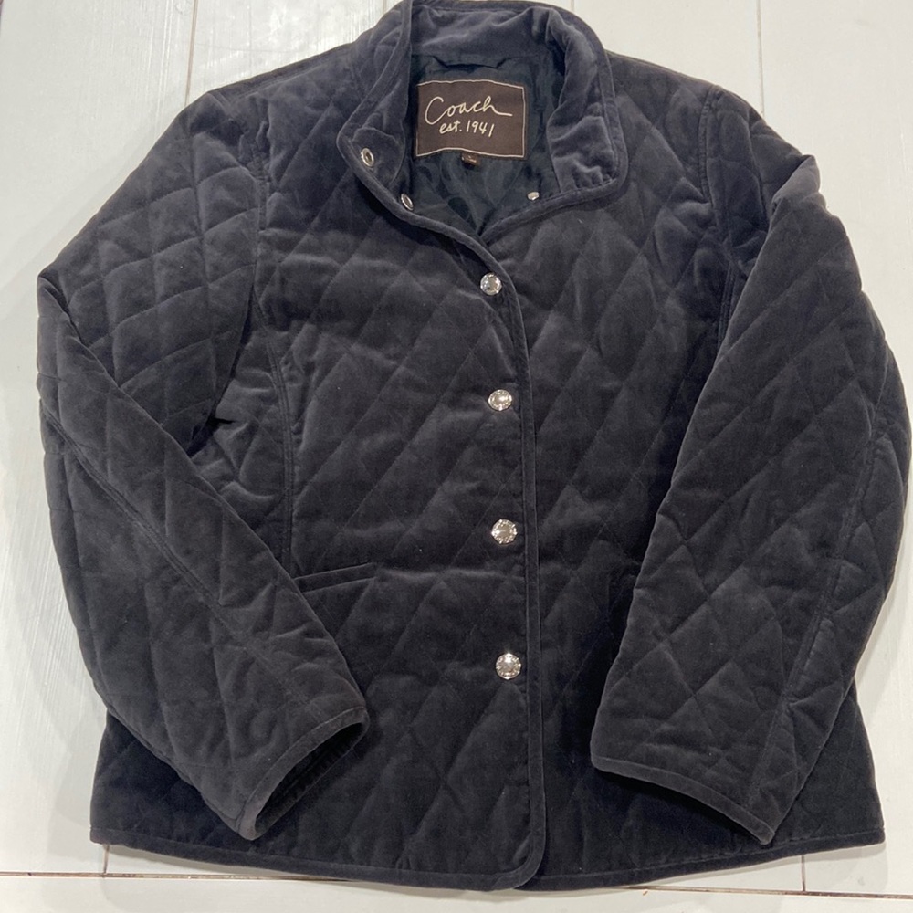 Coach Signature Diamond Faux Suede Sz Large Jacket